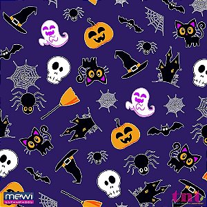 TNT Estampado 1,40M 40G Halloween Fundo Roxo com 25 Metros