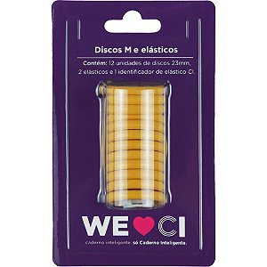 Caderno Inteligente Discos Grande 31MM com 12 Discos e Elástico Amarelo SOL