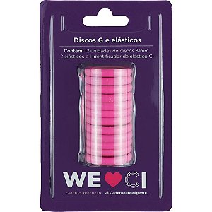 Caderno Inteligente Discos Grande 31MM com 12 Discos + Elástico Super PINK