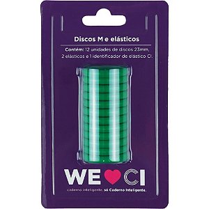 Caderno Inteligente Discos Grande 31MM com 12 Discos e Elástico Verde Floresta