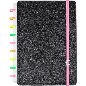 Caderno Inteligente Médio LET´S Glitter Neon BLACK