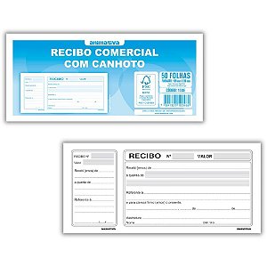 Impresso Recibo Comercial com Canhoto - Bloco com 50 Folhas