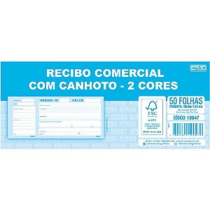 Impresso Recibo Comercial com Canhoto 50 Folhas 2 Cores - Pacote com 10