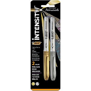 Pincel Marcador Permanente BIC Marking 1.1MM PRATA/OURO Blister com 2