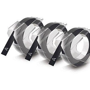 Fita para Rotulador Manual 9MM X 3M Vinil Preta Blister com 03