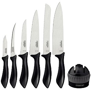 Jogo de Facas Tramontina Affilata 7 Peças INOX com Cabo Preto
