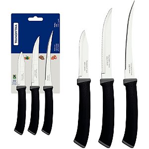 Faca Jogo Felice 3 Peças INOX Cabo Preto