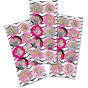 Adesivos Decorados Barbie Sortidos 9,5X23CM - Pacote com 30