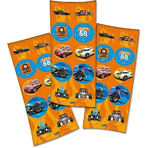 Adesivos Decorados HOT Wheels Cartela Sortida 9,5X23CM - Pacote com 30 Unidades