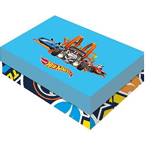 Caixa Presente com Tampa HOT Wheels Retangular G 25X20X8,5CM – Conjunto com 3