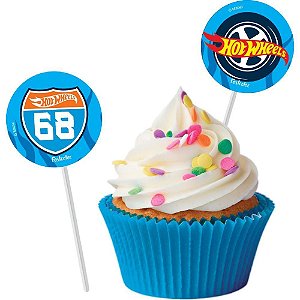 Topo de BOLO/DOCE HOT Wheels Bandeirinha para Doce 10,5X15 PCT com 08