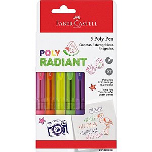 Caneta Esferográfica POLY Pen Radiant 5 Cores - Pacote com 6 Unidades
