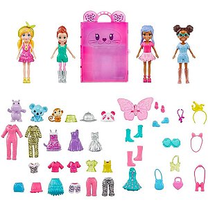 Polly Pocket Super Closet de Bichinhos Luxo STYLIN Safari Fashion Collection com 50 Peças