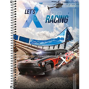 Caderno Universitário 10 Matérias Capa Dura X-RACING 160 Folhas