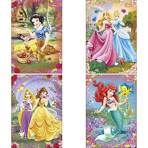 Caderno Brochura 1/4 Capa Dura Princesas 80 Folhas 1