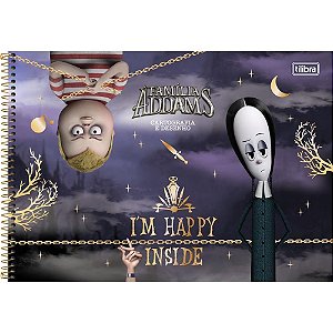 Caderno de Desenho Universitário Capa Dura Família ADDAMS Espiral 80 Folhas