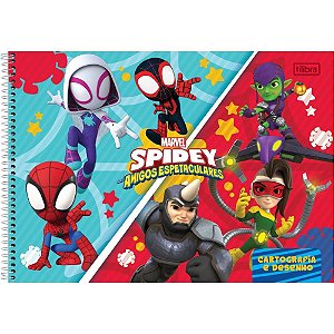 Caderno de Desenho Universitário Capa Dura Spidey Espiral 80 Folhas
