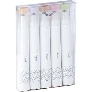 Caneta Marca Texto Boho Ponta Flexível - 5 Cores Sortidas