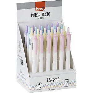 Caneta Marca Texto Retrátil - 4 Cores Pastel