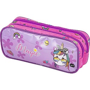 Estojo PVC Magic ROSA/ROXO Duplo