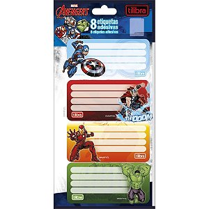 Etiqueta Escolar Decorada Avengers - Pacote com 8 Etiquetas 100X208MM