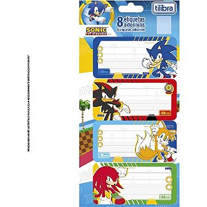 Etiqueta Escolar Decorada Sonic com 8 Etiquetas - 100X208MM
