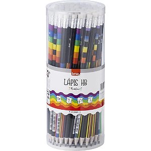 Lápis Preto Redondo Decorado Rainbow com Borracha Sortido