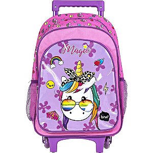 Mochila Infantil com Rodinha Magic ROSA/ROXO