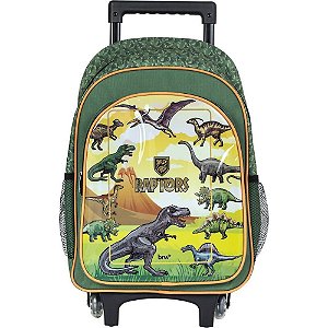 Mochila Infantil com Rodinha Raptor VERDE/LARANJA