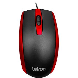 Mouse óptico USB Letron 1000 DPI Office Duo Preto e Vermelho