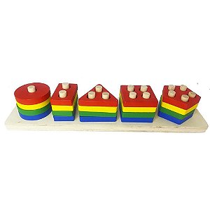 Brinquedo Pedagógico Madeira Encaixe FORMAS/CORES 5COL/20PC