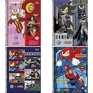 Caderno 1X1 Capa Dura Sonic 80 Folhas Espiral Colorido