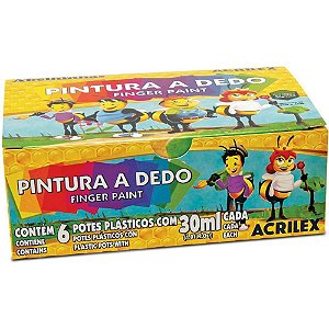Tinta para Pintura a Dedo 06 Cores 30ML