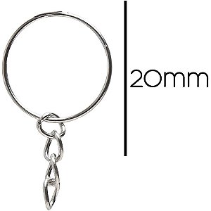 Artesanato Argola Chaveiro Niquelada 20MM - Pacote com 250
