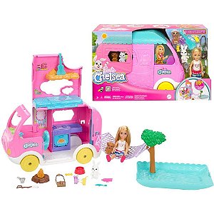 Barbie Family Chelsea Trailer de Camping 2 em 1