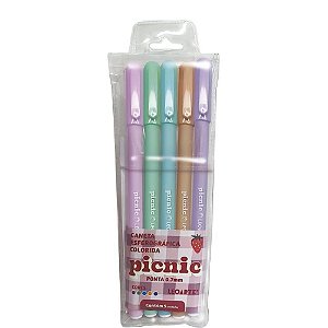 Caneta Esferográfica Picnic 0.7MM 5CORES