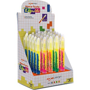 Caneta Marca Texto Jocar Líquido 2 em 1 5 Cores – Display com 25 Unidades