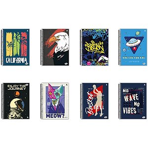 Caderno 01X1 Capa Dura KBOM Masculino 96 Folhas - Pacote com 4