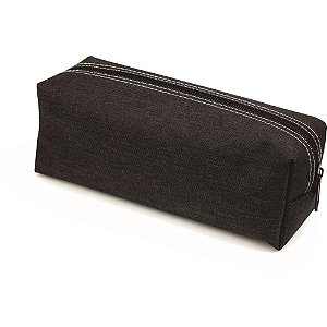 Estojo de Tecido Quadrado Grande com 1 Zíper Preto