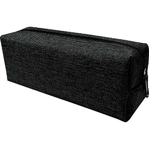 Estojo de Tecido Quadrado Grande com 1 Zíper Preto