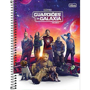 Caderno 01X1 Capa Dura Guardiões da Galáxia 80 Folhas - Pacote com 4