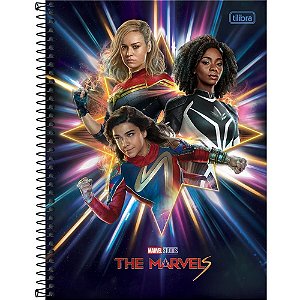 Caderno 01X1 Capa Dura THE Marvels 80 Folhas - Pacote com 04