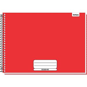 Caderno de Desenho Capa Dura Vermelho Liso 96 Folhas Espiral Pacote com 4