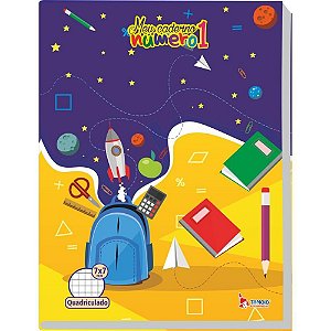 Caderno Quadriculado Universitário 7X7MM 40 Folhas Brochura Número 1 - Pacote com 5