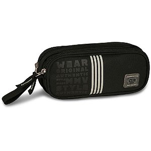 Estojo Tecido Clio STYLE Listas 2ZIP. Preto