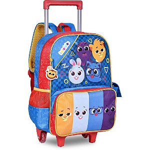 Mochila Infantil com Rodinhas Bolofofos G AZUL/VERMELHA