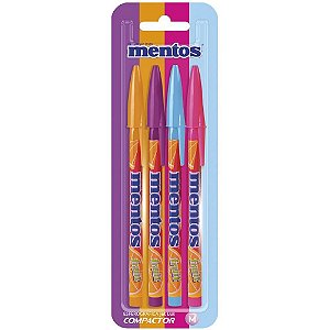 Caneta Esferográfica JET LUX Mentos 4 Cores Sortidas – Caixa com 10 Unidades