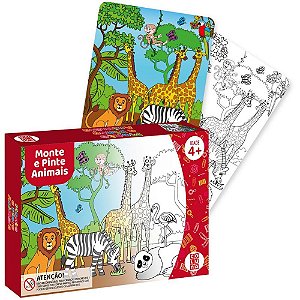 QUEBRA-CABEÇA Cartonado Monte e Pinte Animais 24 PCS.