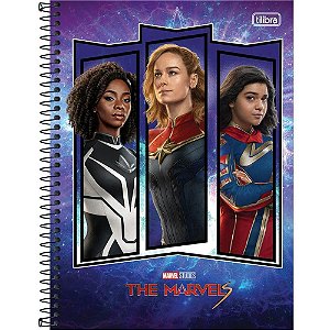 Caderno 10X1 Capa Dura THE Marvels 160 Folhas Pacote com 4
