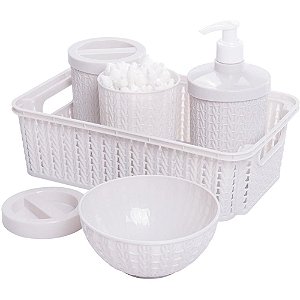 Utensílios para Banheiro KIT Higiene Trama BABY 5 Peças Branco